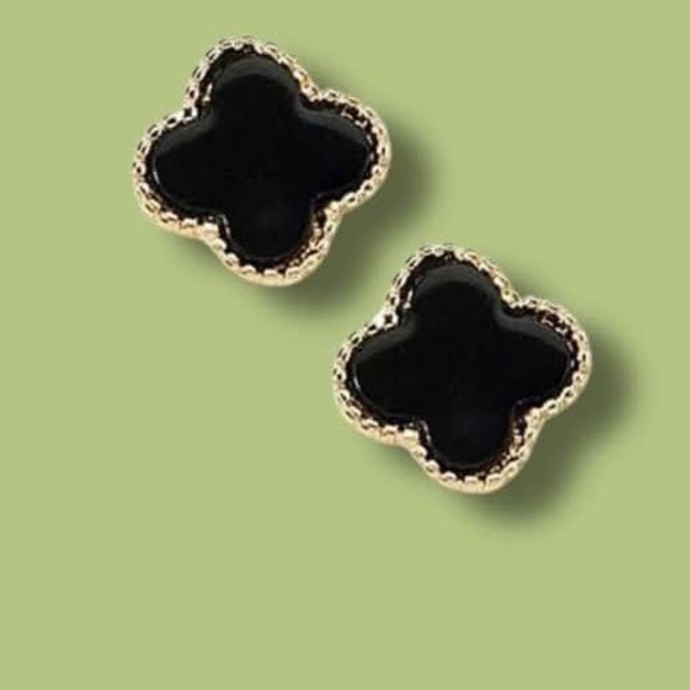 Classic Black and Gold Clover Earrings Parklane Everyday Studs